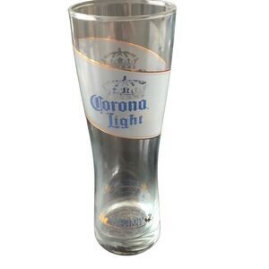 Pre Owned Corona Light Frosted Glass Pilsner Pint Beer Mug Cup Gold Trim